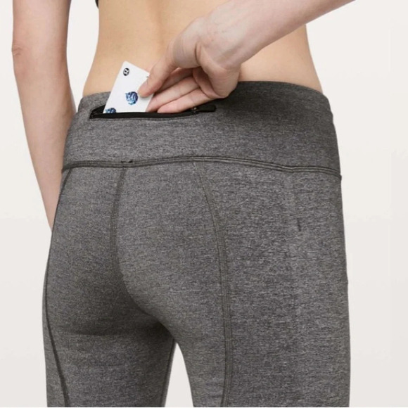 LULULEMON Pace Rival Crop *22" Heathered  Black / Black Size 4 - Picture 4 of 15